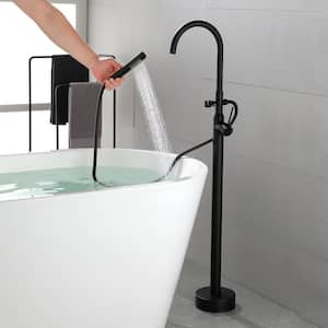 Freestanding Single Handle Bathroom Tub Faucet in Matte Black