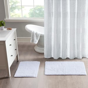 Ritzy 21 in. x 34 in. and 17 in. x 24 in. 2-Piece White 100% Cotton Solid Tufted 2 Piece Bath Rug Set