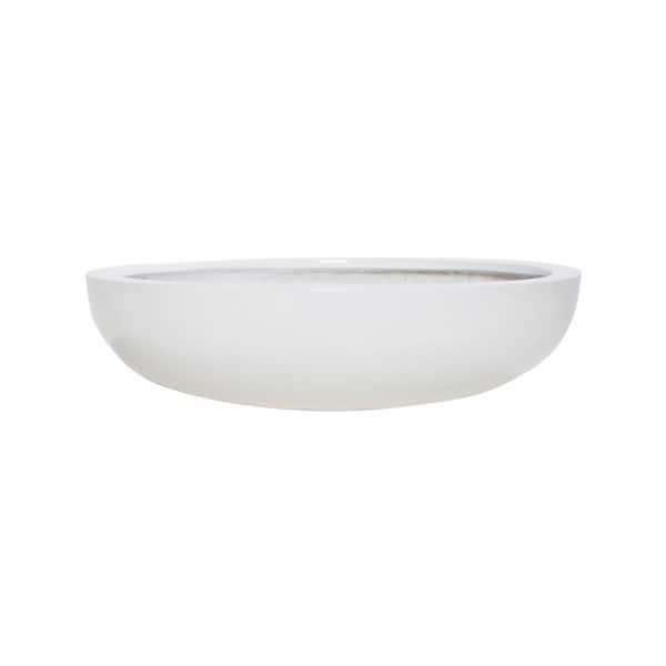 Vasesource Monique M 4 in. x 13.5 in. White Shiny Fiberstone Bowl Pot