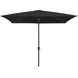 8 ft. x 10 ft. Steel Rectangular Market Umbrella in Black