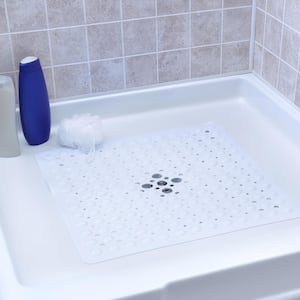 21 in. x 21 in. Square Shower Mat in White