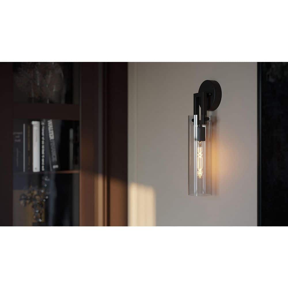 Houston 1-Light Black Wall Sconce with Clear Glass Shade price history on PriceWatchPro
