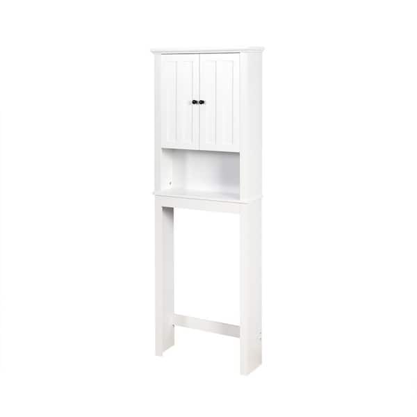 23.62 in. W x 7.72 in. D x 67.32 in. H White Wood Bathroom Over-the-Toilet Storage Cabinet with Adjustable Shelf