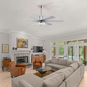 52 in. Indoor/Outdoor Modern Ceiling Fans with Remote, Wood Ceiling Fan with Lights
