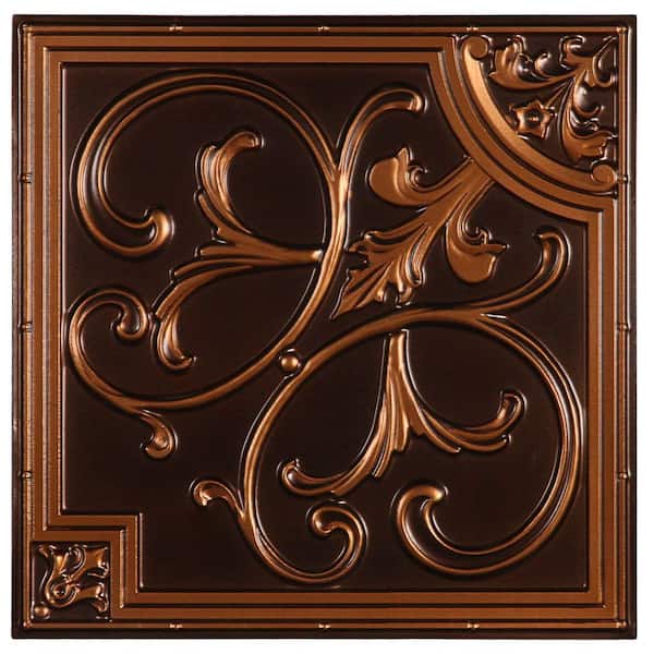 uDecor Madrid 2 ft. x 2 ft. Lay-in or Glue-up Ceiling Tile in Antique Copper (40 sq. ft. / case)