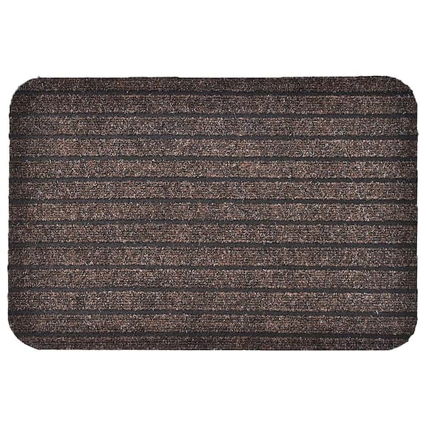 Evideco Brown 16 in. x 24 in. Chloe Polypropylene Latex Rug Outdoor Front Door Mat