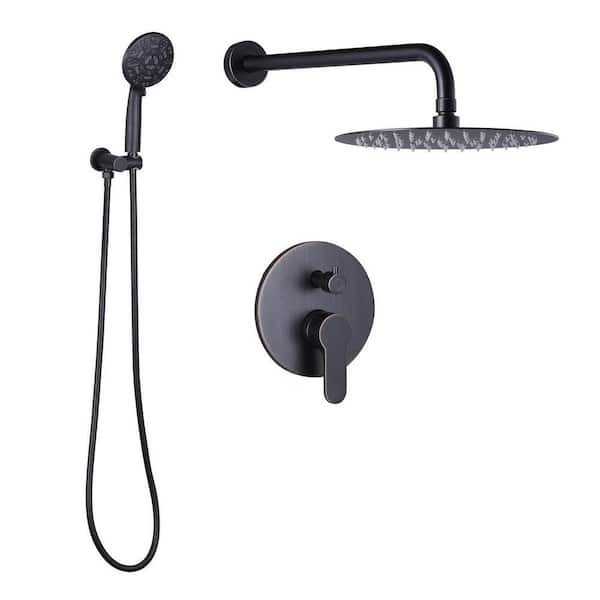 Wall Mount Dual Single Handle 2-Spray Shower Faucet 1.8 GPM with 10 in. Round Shower Head in Oil Rubbed Bronze