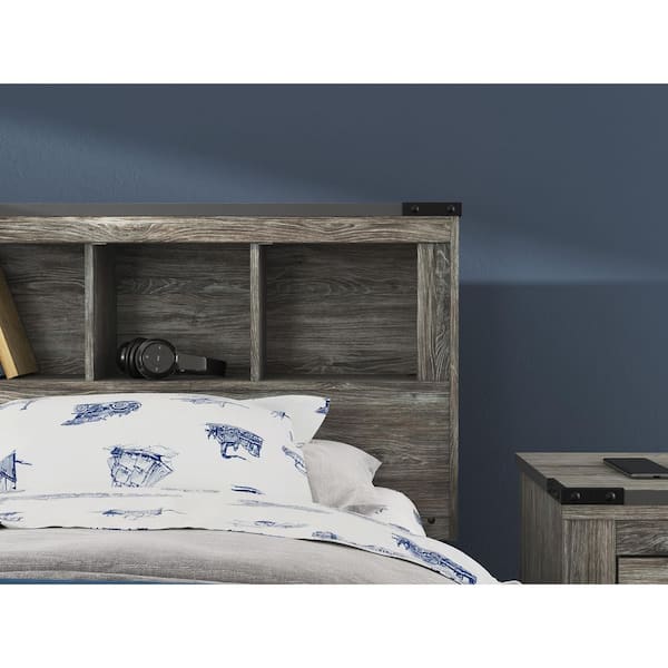 Frandern Gray Twin Bookcase Headboard