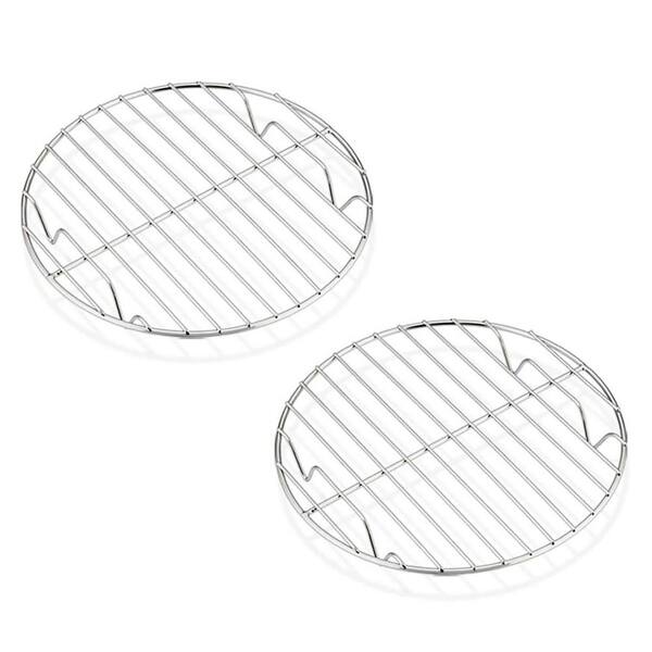Stainless Steel Round Steaming Baking Cooling Rack Set Multi-Purpose for Air Fryer Pressure Cooker 2-Pack