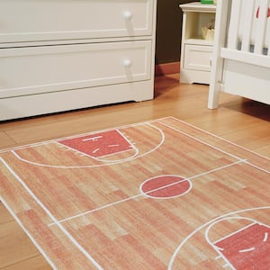 Cotton Washable Educational Area Rug for Kids Room 39.5 in. x 59 in. Orange