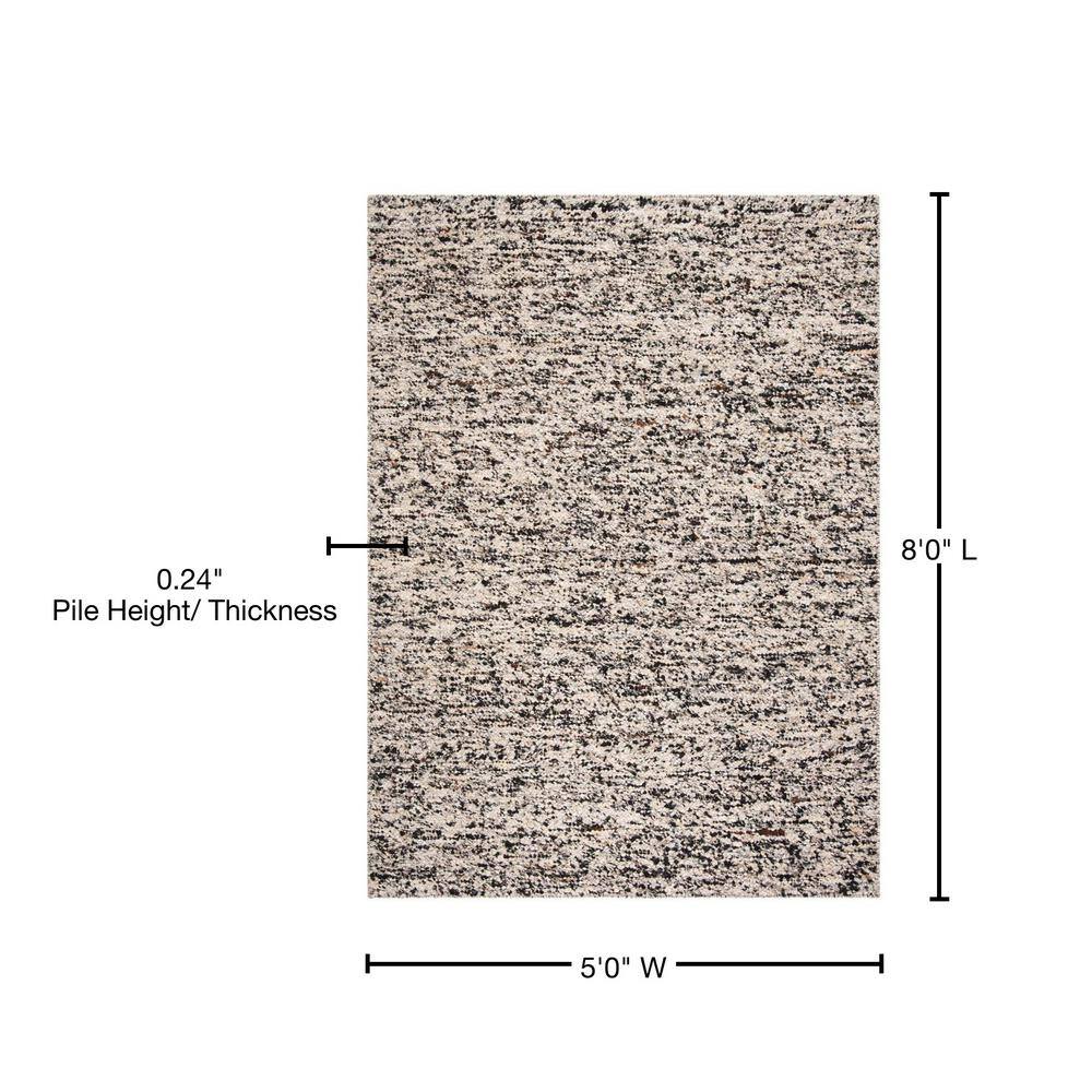 Beige and Grey Hand-Tufted Wool Rectangular Area Rug