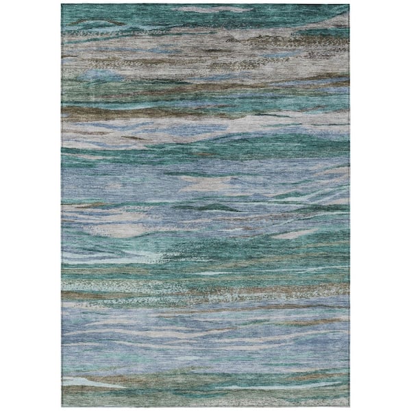 Chantille Machine Washable Indoor/Outdoor Abstract ACN1933 Teal 10 ft. x 14 ft. Area Rug
