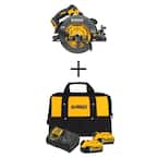 FLEXVOLT 60V MAX Cordless Brushless 7-1/4 in. Circular Saw, (2) 20V 5.0Ah Battery, Charger, and Kit Bag