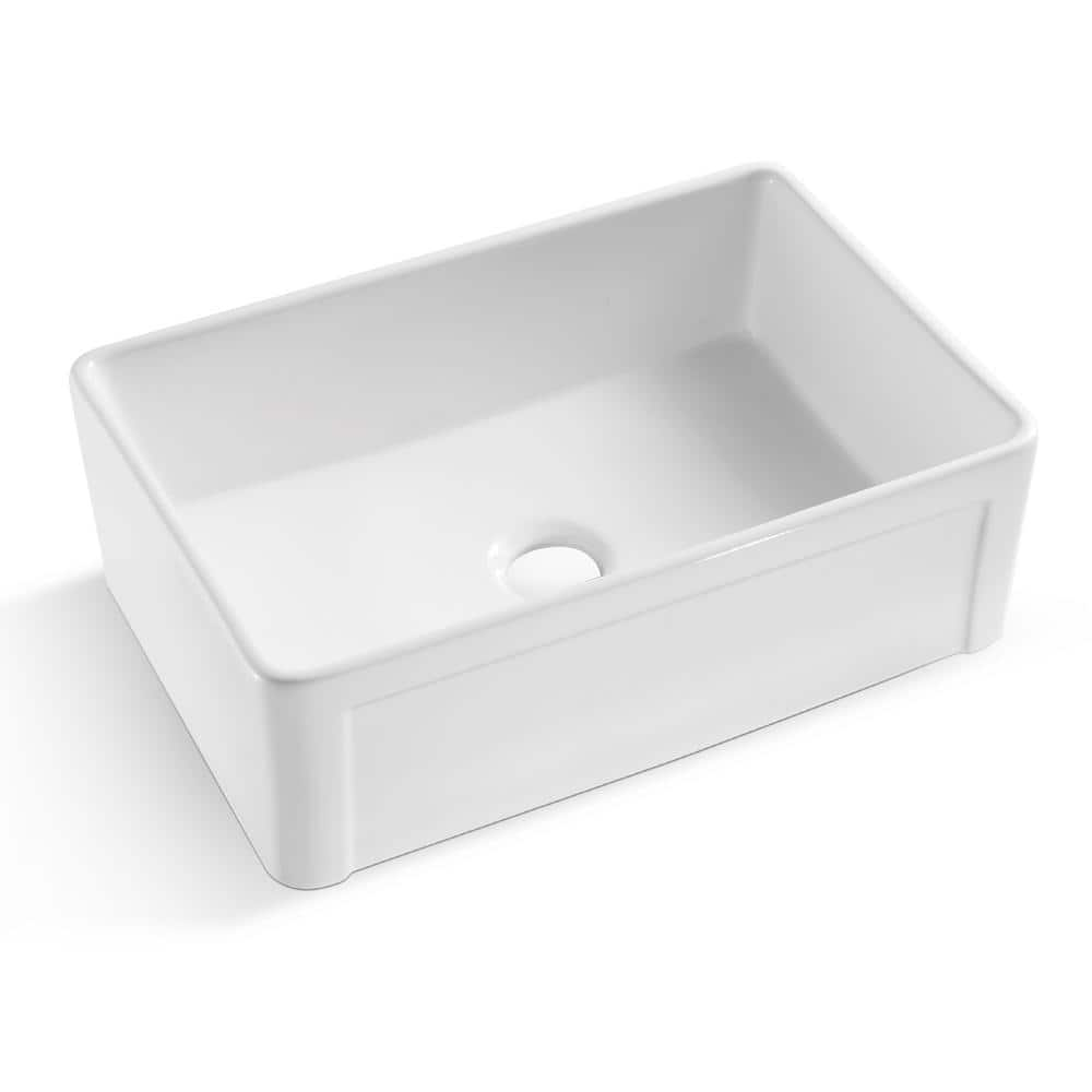 Altair Ancano White Ceramic 30 in. Single Bowl Farmhouse Apron