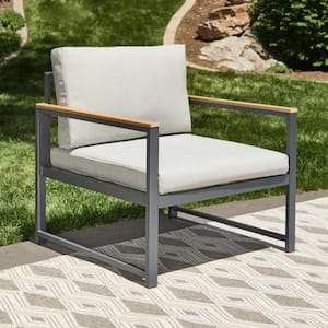 Meg Metal Outdoor Accent Chair with Light Gray Cushion