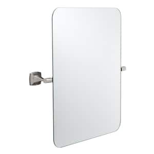 Portwood 23 in. W x 23 in. H Frameless Square Bathroom Wall Tilt Bathroom Vanity Mirror in Brushed Nickel