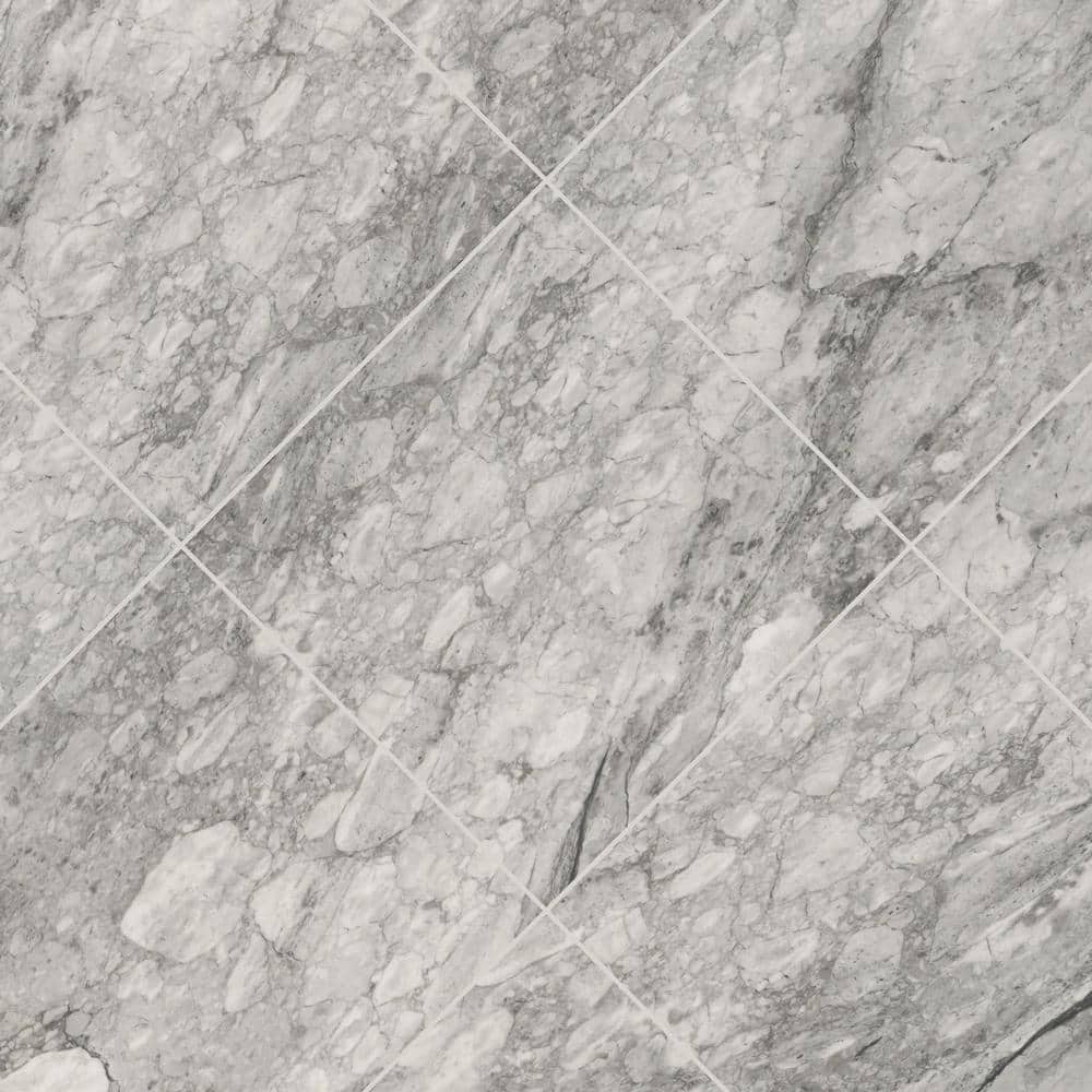 Leonardo Onda Gray 24x24 Polished Porcelain Marble Look Tile