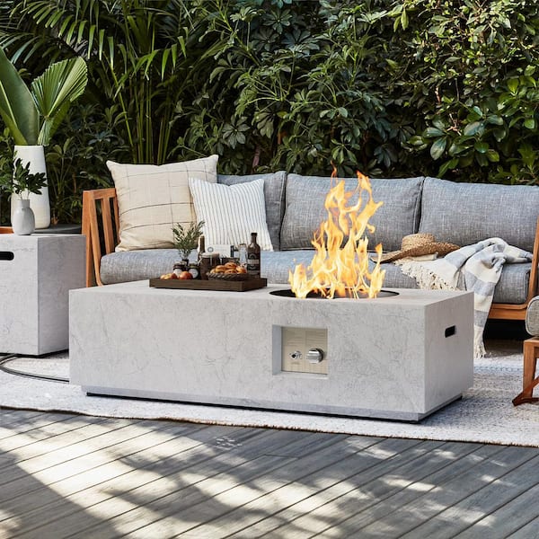 eVita Outdoor Propane Fire Pit Table, 48 in. 50000 BTU Metal Gas Fire Pit with Marble Color Table Top