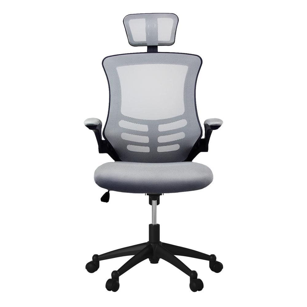 26.5 in. Width Big and Tall Silver Grey Fabric Ergonomic Chair with Adjustable Height