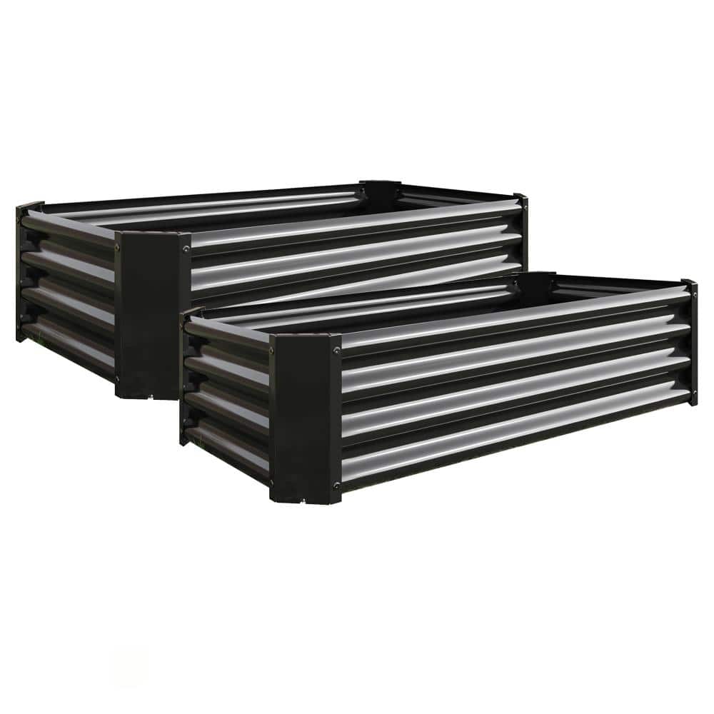 4 x 2 x 1 ft Black Galvanized Raised Metal Garden Bed, Rectangle Planter Box for Flowers Vegetables Herb (2-Pack) price history on PriceWatchPro