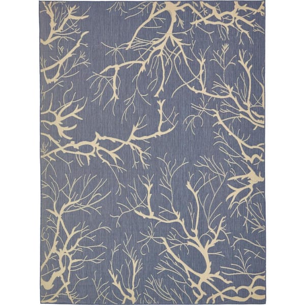 Unique Loom Outdoor Branch Navy Blue 9' 0 x 12' 0 Area Rug