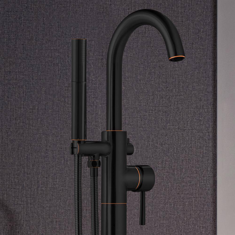 Oil Rubbed Bronze Freestanding Tub Filler with Hand Shower
