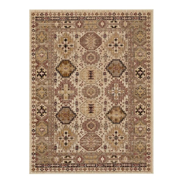 Home Decorators Collection Tristan Vanilla 6 ft. 6 in. x 9 ft. Medallion Indoor Area Rug