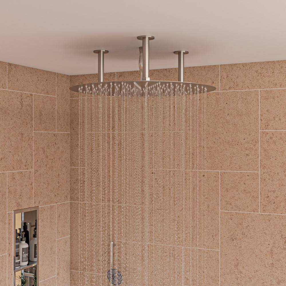 Ultra Thin 24" Brushed Stainless Steel Ceiling Mounted Rain Shower Head