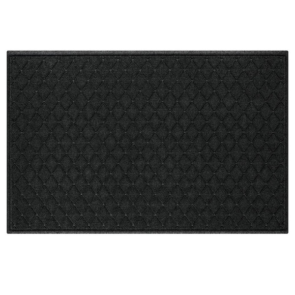Bungalow Flooring Waterhog Argyle Charcoal 45 in. x 70 in. PET Polyester Indoor Outdoor Estate Mat