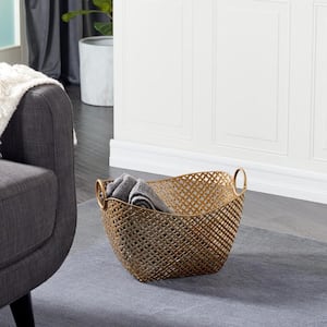 Metal Woven Inspired Storage Basket with Handles