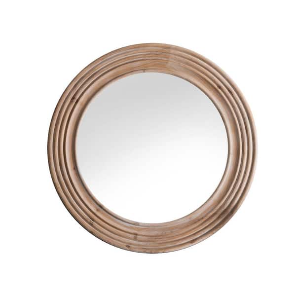 Unbranded Ringed Round 30.75 in. x 30.75 in. Whitewash Accent Wall Mirror