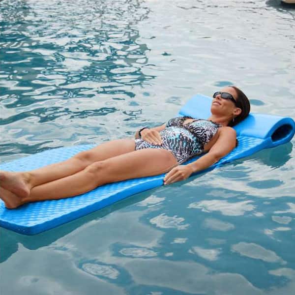Texas Recreation Super Soft 70 In Thick Foam Mat Raft Lounger Pool Float White