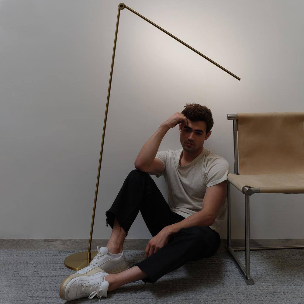 Libra Brass Adjustable LED Floor Lamp with 3-Way Switch