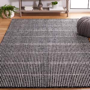 Abstract Black/Ivory 6 ft. x 6 ft. Classic Crosshatch Square Area Rug
