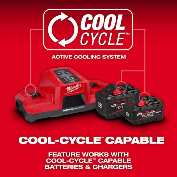 Milwaukee M18 18V Lithium-Ion REDLITHIUM FORGE 8.0 Ah Battery Pack with M18 18V Dual Bay Simultaneous Super Charger