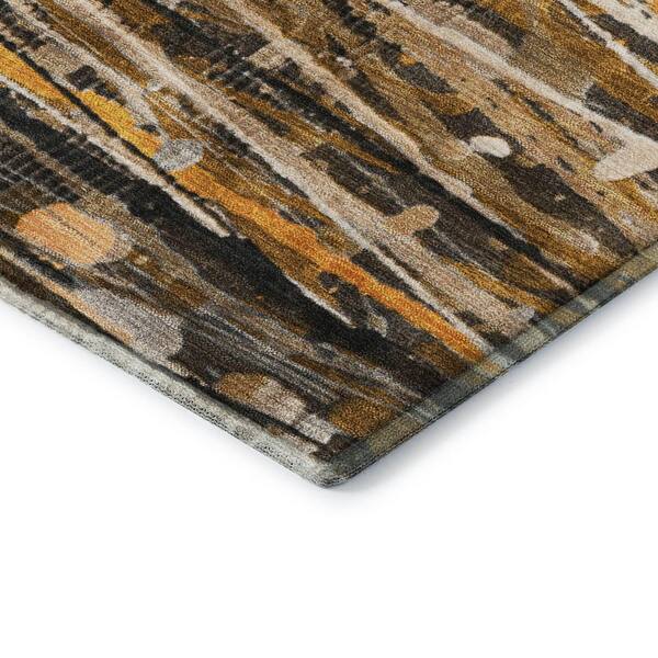 Mayfield Premium Machine Washable Abstract AMF2126 Copper 2 ft. x 7 ft. Runner Rug