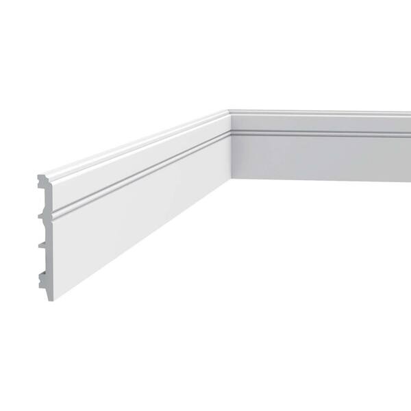 ORAC DECOR 1/2 in. D x 4-1/4 in. W x 78-3/4 in. L Primed White High Impact Polystyrene Baseboard Moulding (3-Pack)