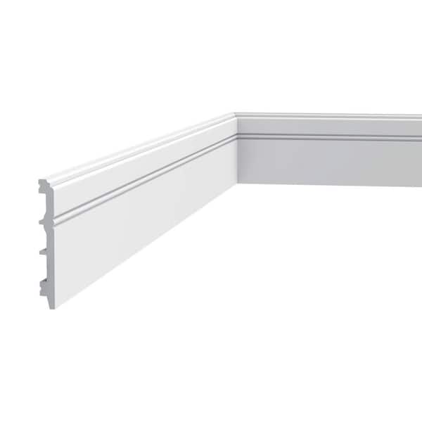 ORAC DECOR 1/2 in. D x 4-1/4 in. W x 78-3/4 in. L Primed White High Impact Polystyrene Baseboard Moulding (4-Pack)