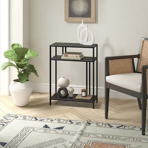 Cortland 22 in. Blackened Bronze Rectangle Metal Console Table with Metal Shelves