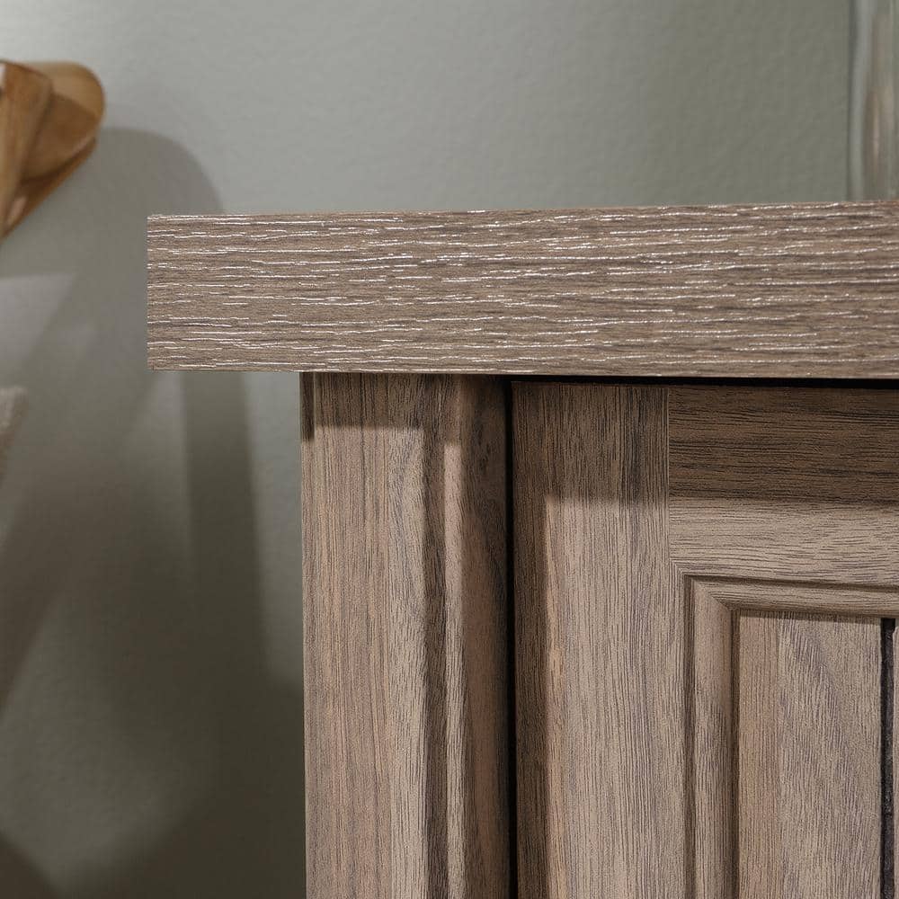 Washed Walnut Engineered Wood Office Credenza with Adjustable Shelves