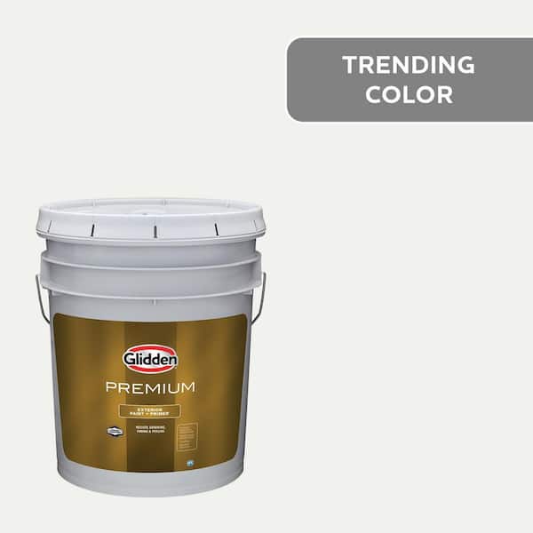 Glidden Premium 5 gal. PPG1001-1 Delicate White Satin Exterior Latex Paint