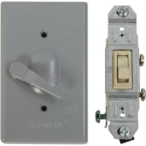 Weatherproof Electrical Box Lever Switch Cover with Single Pole Switch - Gray