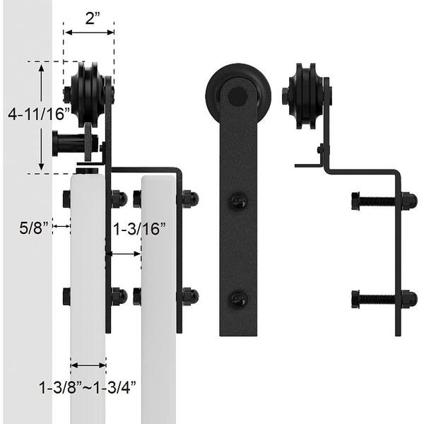 Winsoon 12 Ft 144 In Single Track Bypass Sliding Barn Door Hardware Kit For Double Doors Low Ceiling Gcm5171 Winsoon 12 Ft 144 In Single Track, Bypass Sliding Barn Door Hardware