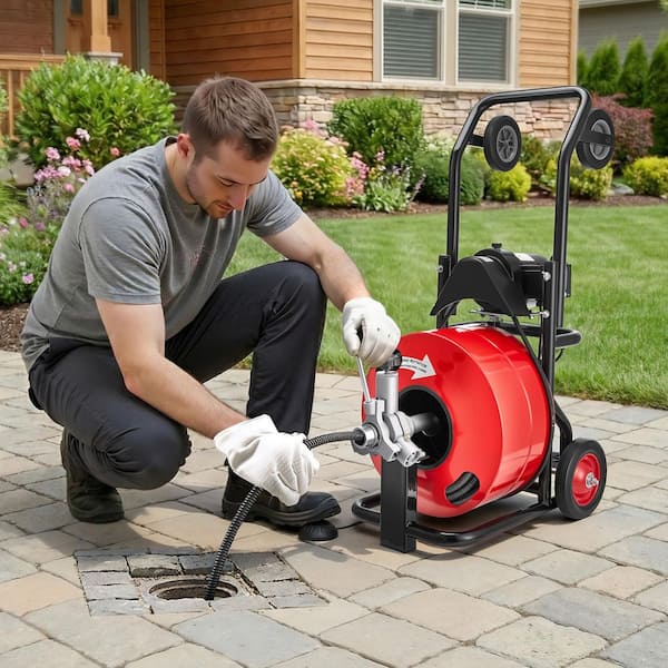 Drain Cleaner Machine 100 ft. x 3/4 in., Auto Feed Sewer Snake Auger, Multi-Wheel Combination, 6 Cutters, 2025 update