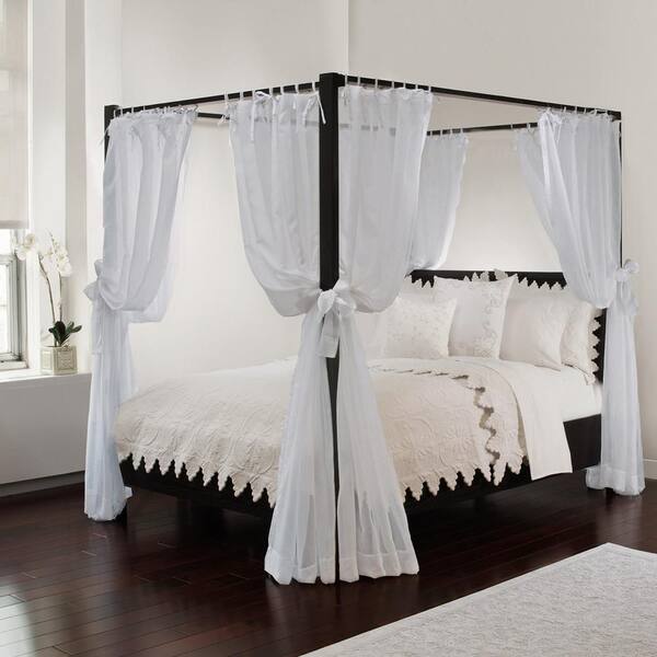 ROYALE LINENS 96 in. Solid White Bed Canopy Panel (Set of 8)