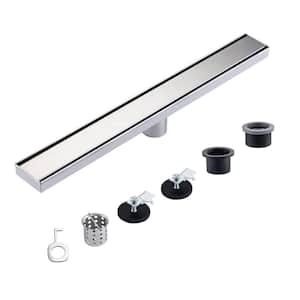 24 in. Stainless Steel Linear Shower Drain with Tile-in Cover in Brushed Nickel