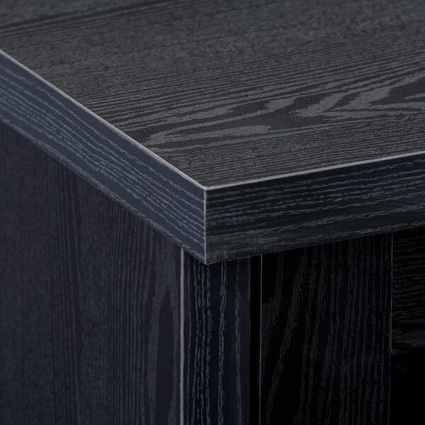 CorLiving Fremont Black Ravenwood TV Bench with Glass Cabinets for