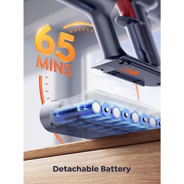 LAIFUCAM 600W Bagless Cordless Stick Vacuum w 50KPA Suction 65min