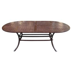 42 in. x 84 in. Rustic Brown Oval Aluminum Outdoor Dining Table
