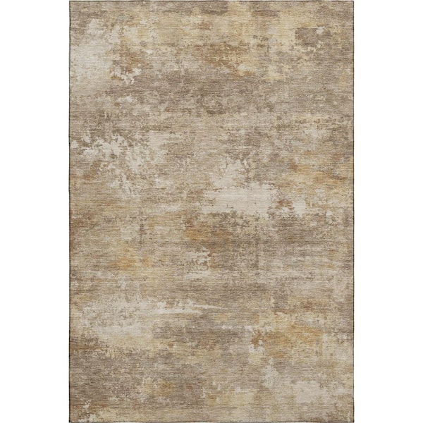 Mayfield Premium Machine Washable Abstract AMF2369 Khaki 10 ft. x 14 ft. Area Rug